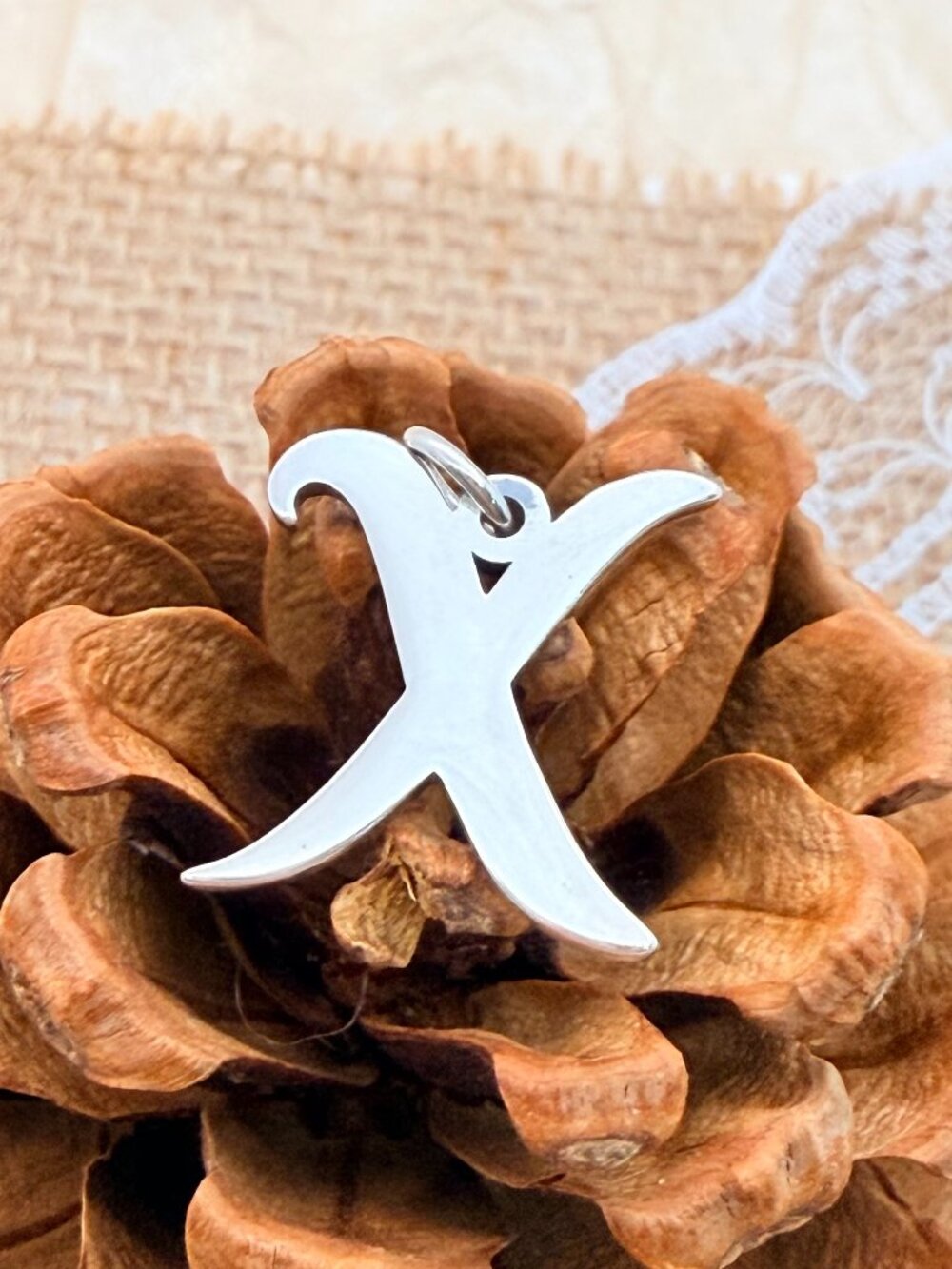James Avery Large Script Initial X Charm Sterling Silver Letter Charm